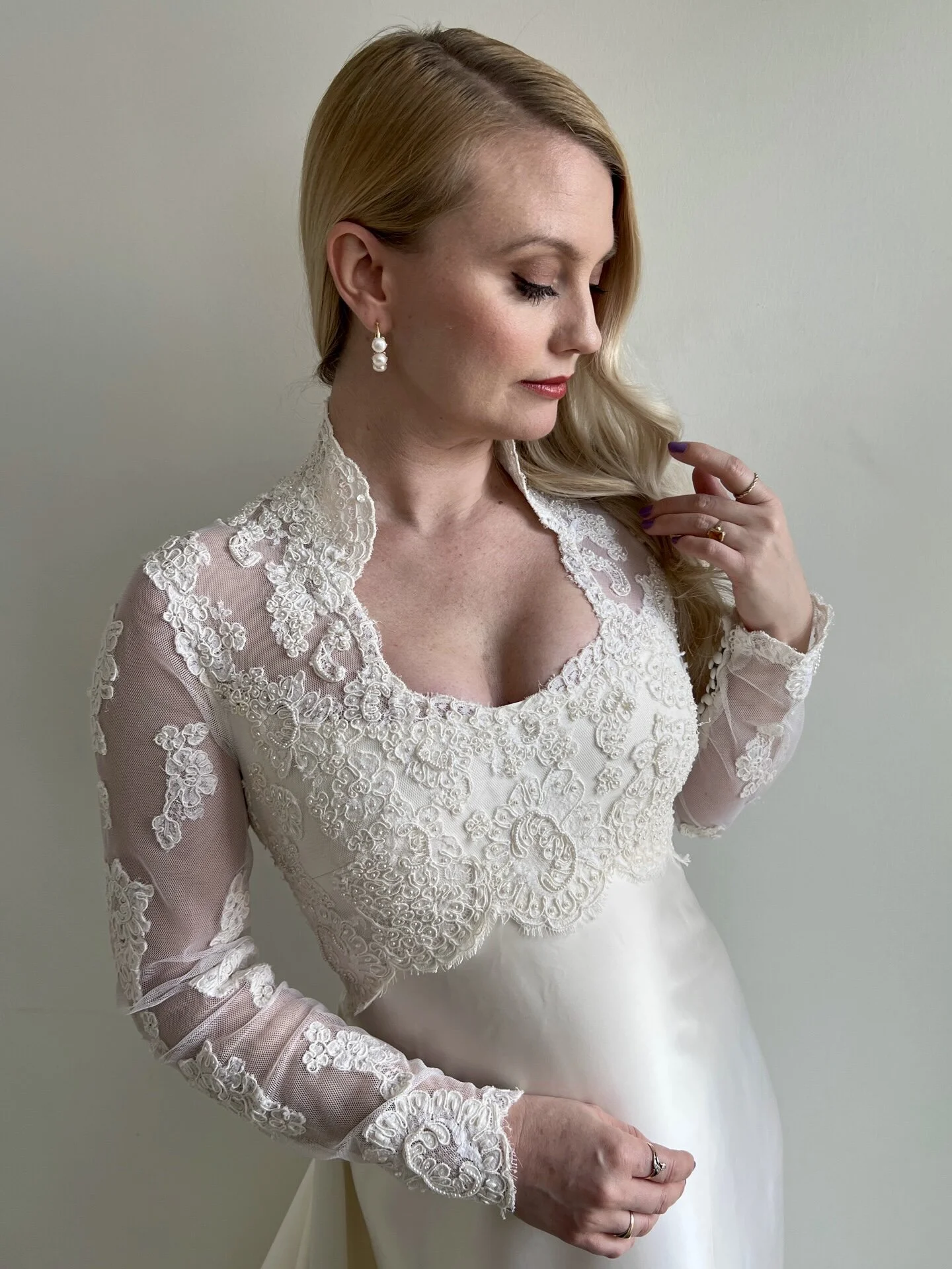 Vintage 1970s Priscilla of Boston Long Sleeve Wedding Gown - Corinne   Miranda's Vintage Bridal