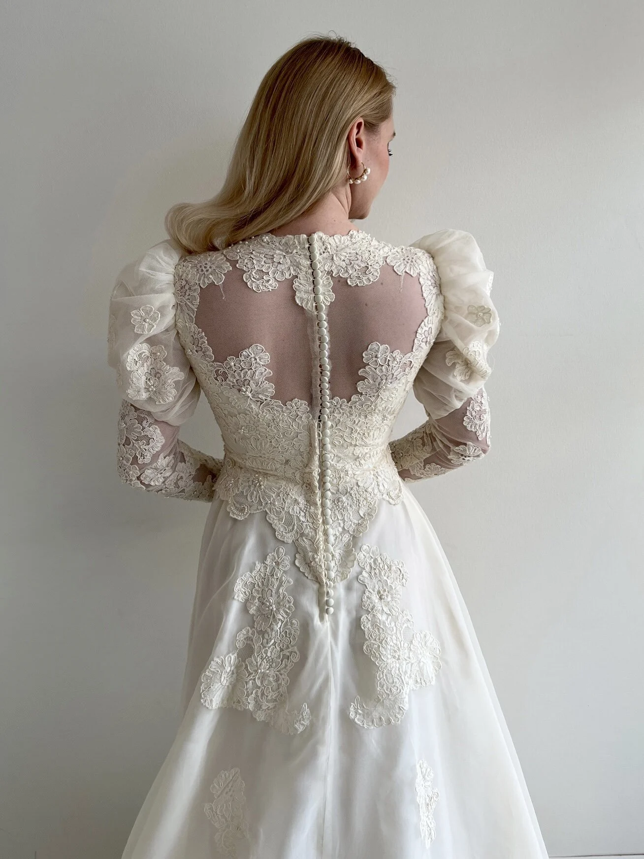 80s wedding dress long sleeve 80s Victorian Wedding Gown With Train: Vintage Bridal Originals Long Sleeve  Chiffon Dress, Size S M