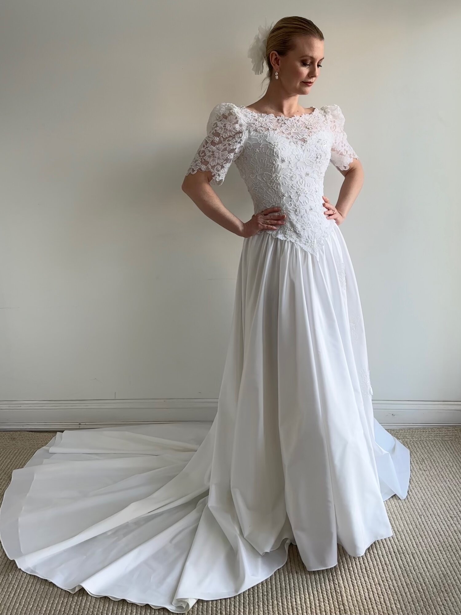 Vintage 1990s Scoop Neck Wedding Dress Sandee Miranda s Vintage Bridal