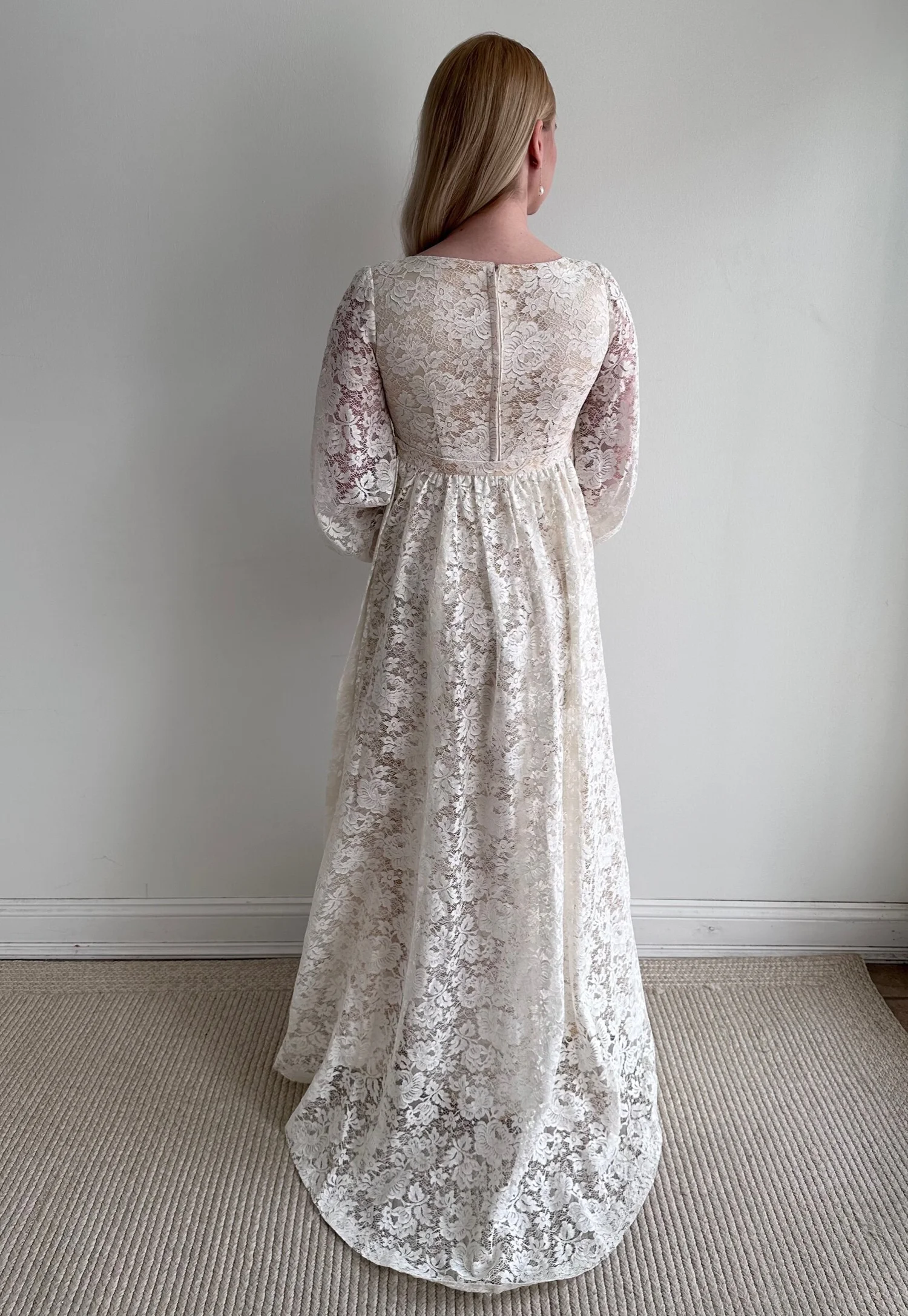 Vintage 1960s Ivory Lace Bishop Sleeve Wedding Dress - Adele  Miranda's  Vintage Bridal