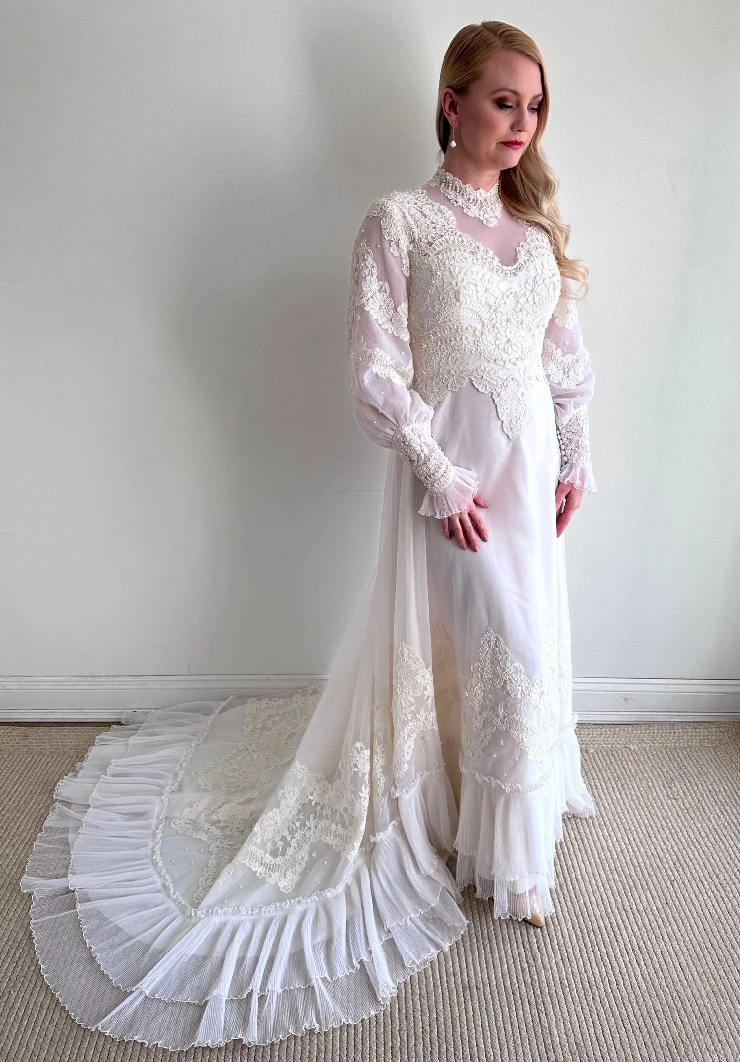 Vintage 1980s High Neck Wedding Dress - Lana  Miranda's Vintage Bridal