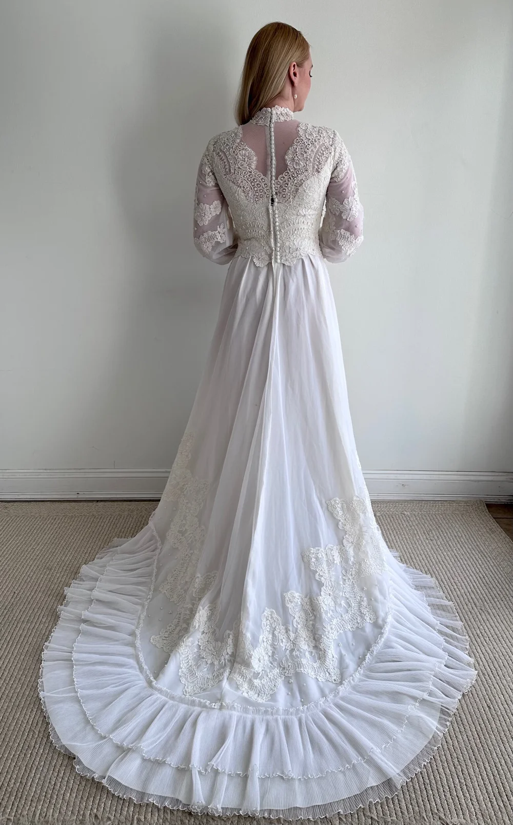 Vintage 1980s High Neck Wedding Dress - Lana — Miranda's