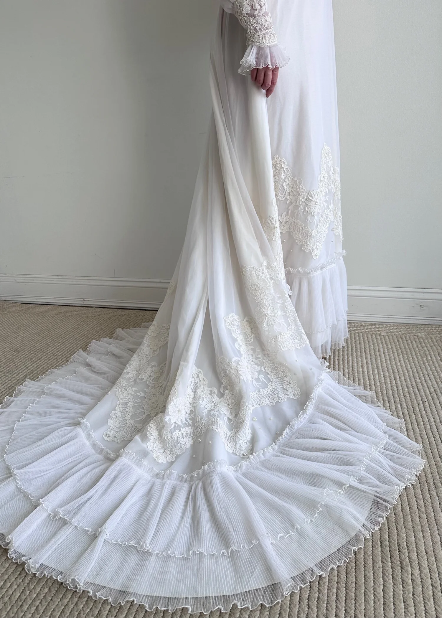 Vintage 1980s High Neck Wedding Dress Lana — Miranda's Vintage