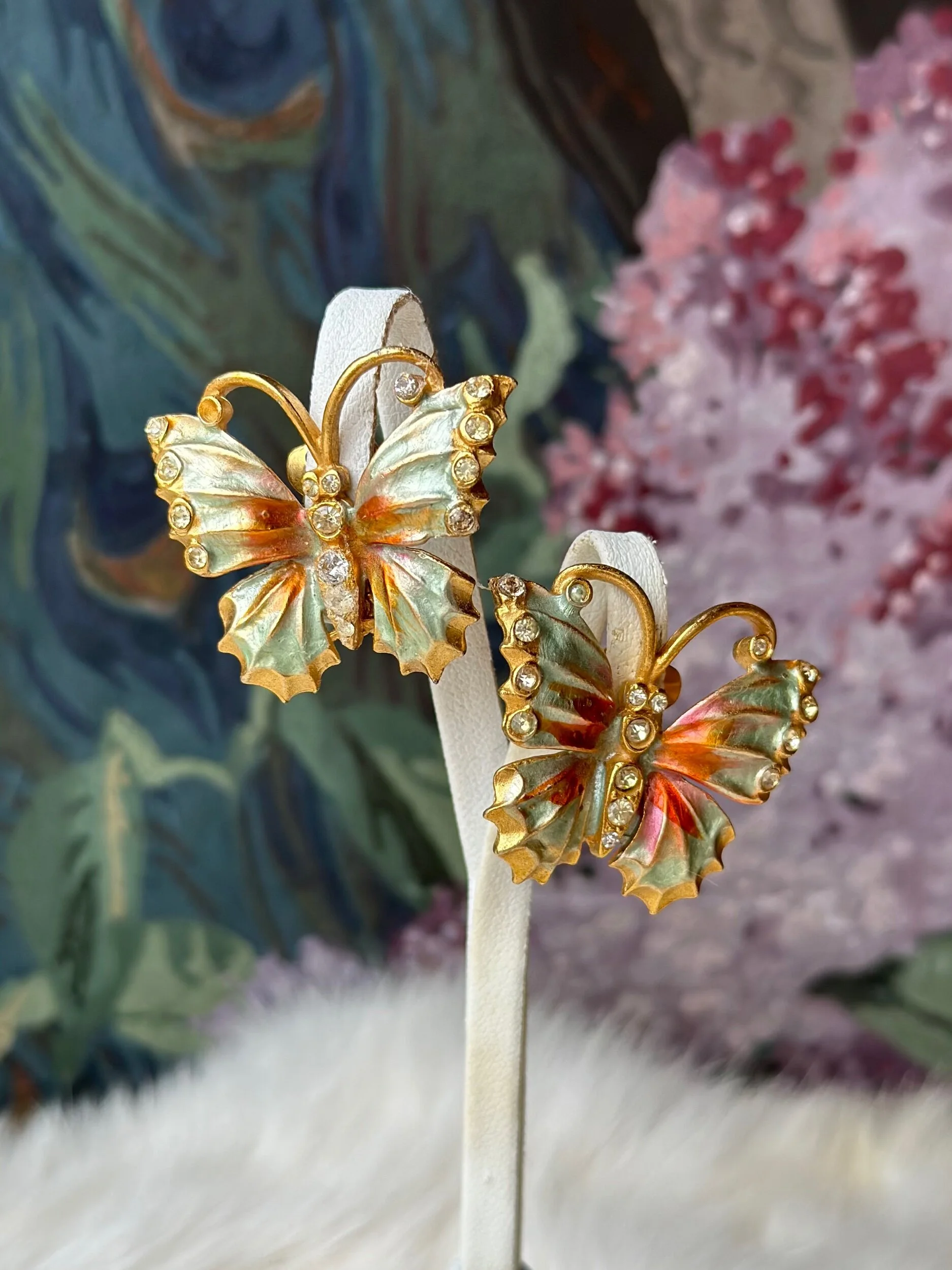 Vintage Butterfly Painted Earrings