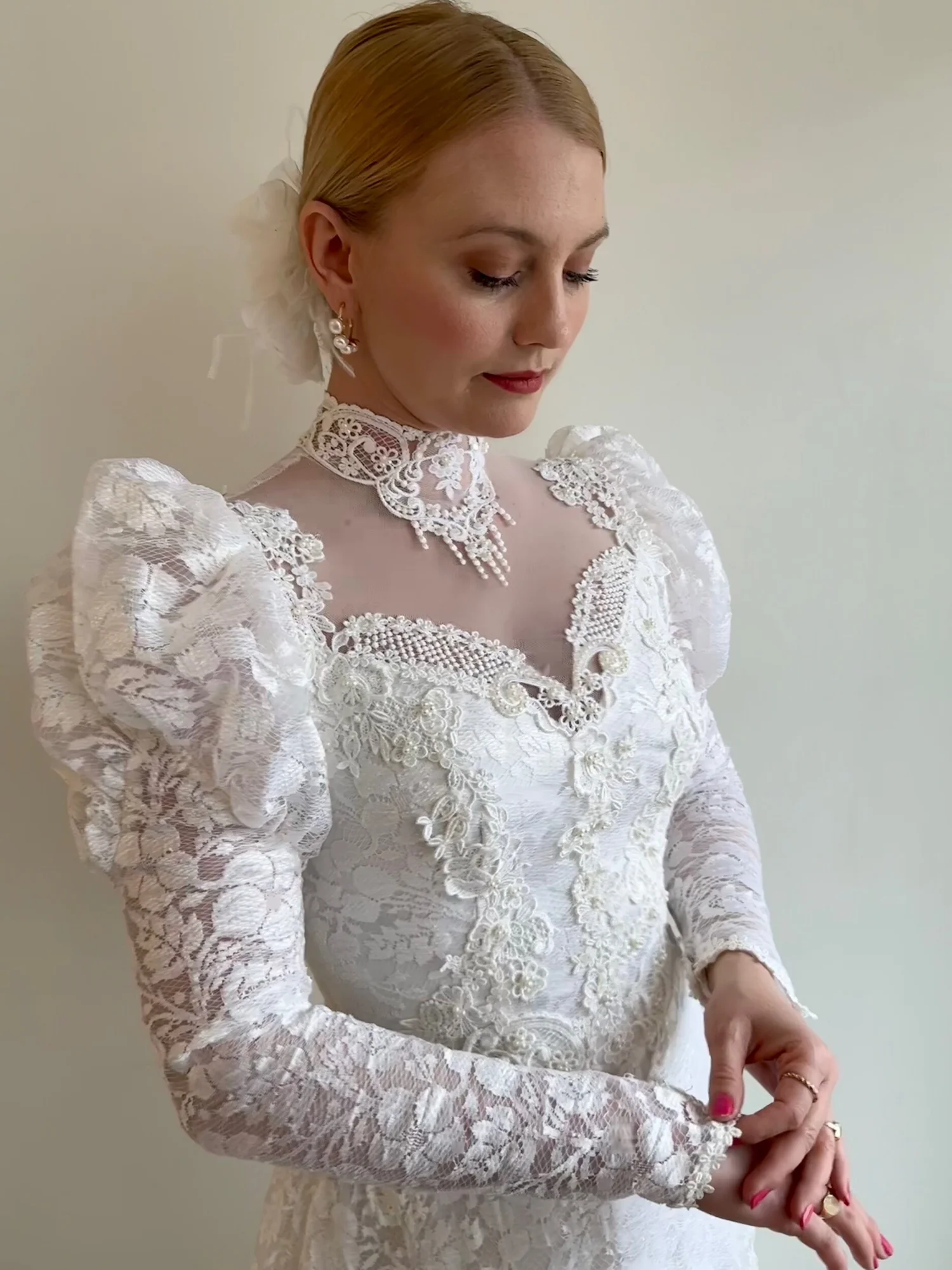Vintage 1990s Puff Sleeve Wedding Dress - Quinn — Miranda’s 