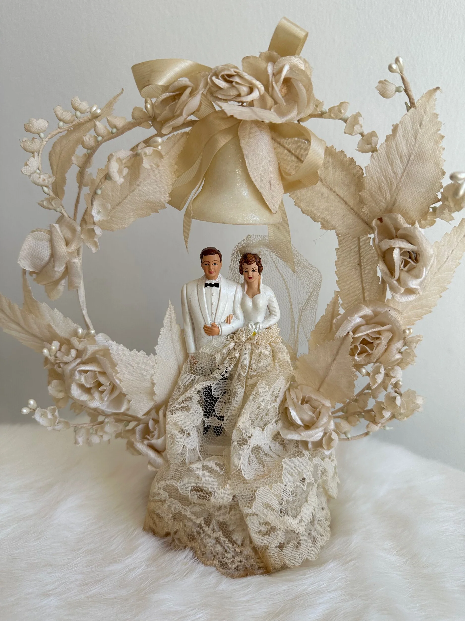 1960s Cake Topper with Lace, Floral Arch