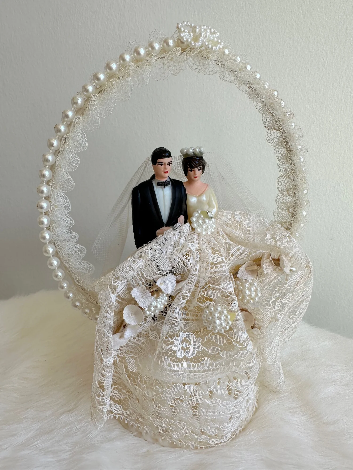 1970s Cake Topper with Beaded Arch  Miranda's Vintage Bridal