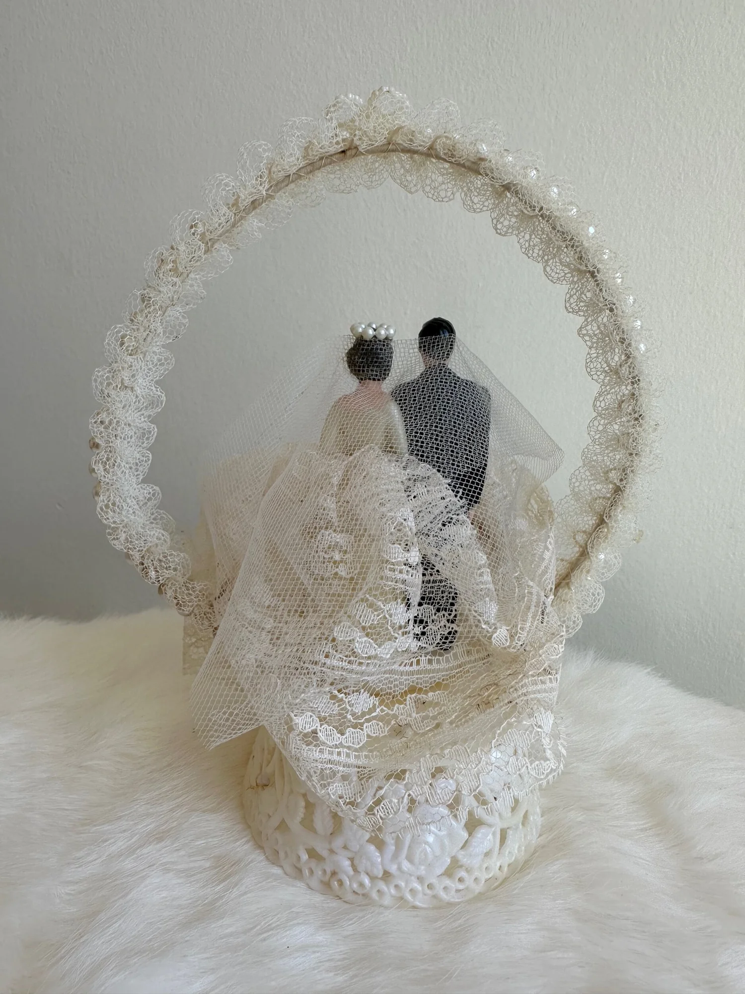 1970s Cake Topper with Beaded Arch  Miranda's Vintage Bridal