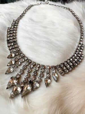 1950s Cascading Clear Crystal Necklace — Miranda's Vintage Bridal