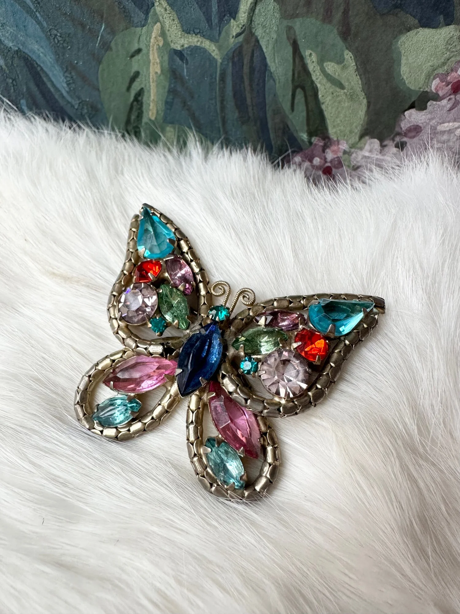 Multicolor Rhinestone Crystal Butterfly Brooch Vintage multi-Color Rhinestone Butterfly | Mercari main image 2