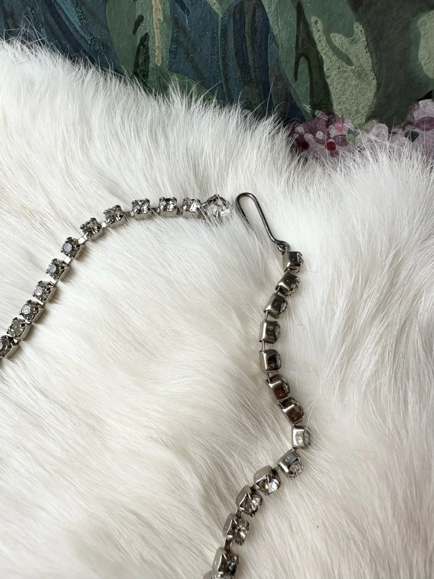 1950s Clear Crystal Necklace with Baguette Pendants