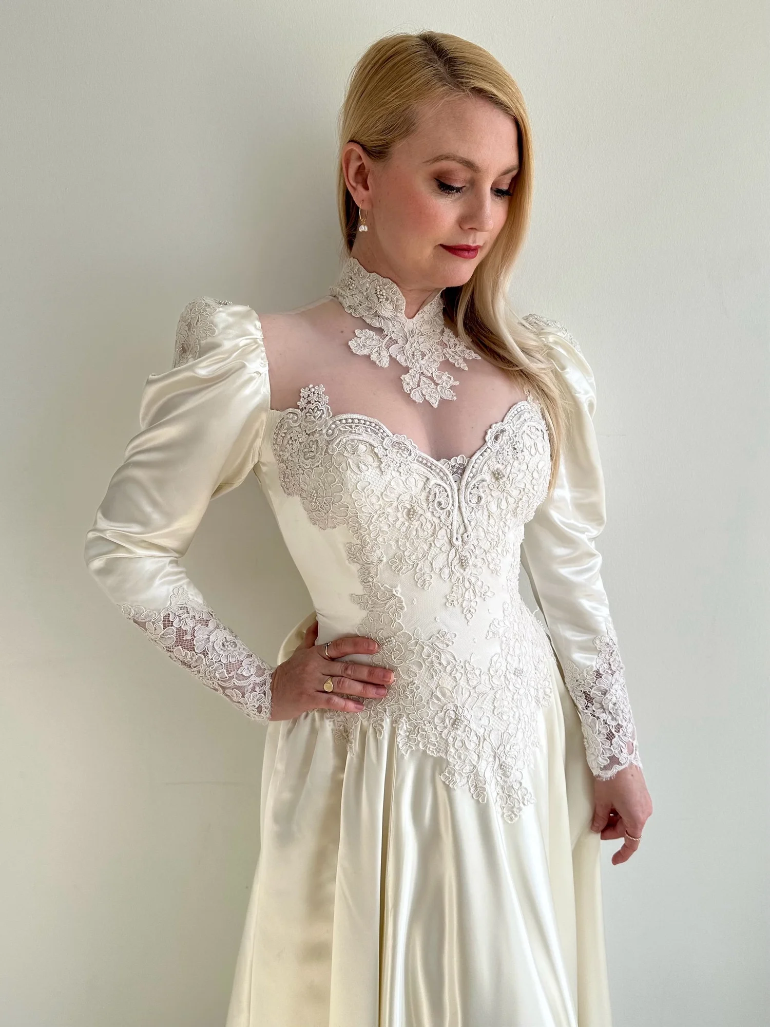 slim fit dress slacks Vintage Victorian Style Puff Sleeves Wedding Gown Dress I Retro Fairy main image 1