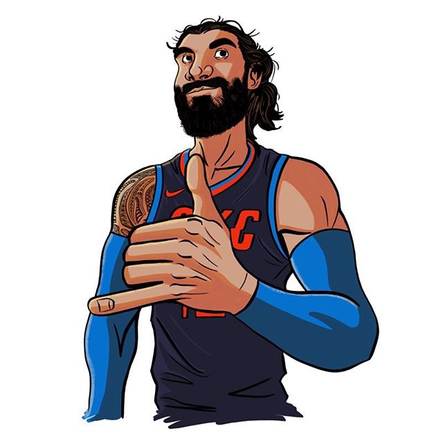 Good luck to @stevenadams and the Oklahoma City Thunder for their first game against Portland in the playoffs tomorrow. Here&rsquo;s some fan art.
.
.
.
#StevenAdams #Adams #OKC #Thunder #oklahomacitythunder #oklahoma #thunderup #nbaplayoffs #playoff