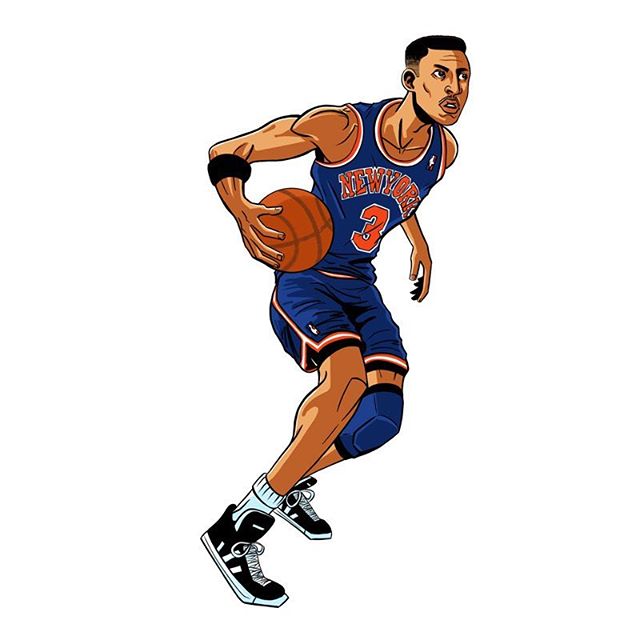 Throwback. 1990&rsquo;s NBA era. John Starks. Number 3 of the New York Knicks.
.
.
.
.
#Johnstarks #Housestark #NYC #Knicks  #90s #newyorkknicks #newyork #starks #newyorkcity #nba #basketball #draw #drawing #digital #sketch #art #illustration #ipad #