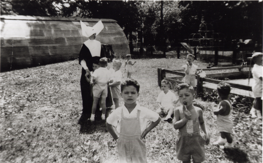  David Mancuso in the children's home where he grew up, with Sister Alicia in the background. Courtesy of David Mancuso. 