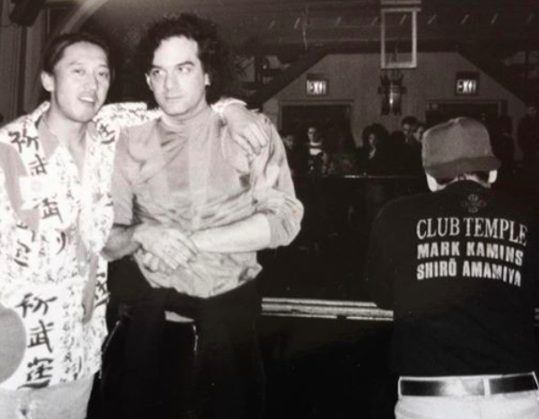 Upstairs at the Limelight with Shigekazu Yagi left and Miguel Ortega right circa 1991. Courtesy of Shelly Bomb.