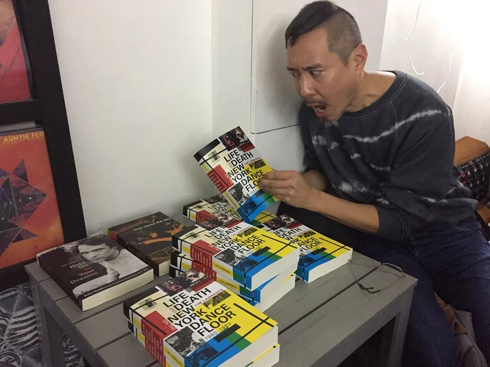 Daniel Wang, NYC-raised, Berlin-based DJ/producer/philosophy/hedonist and dear friend who I don't see nearly enough at Echo Books as the crowd rolls in.