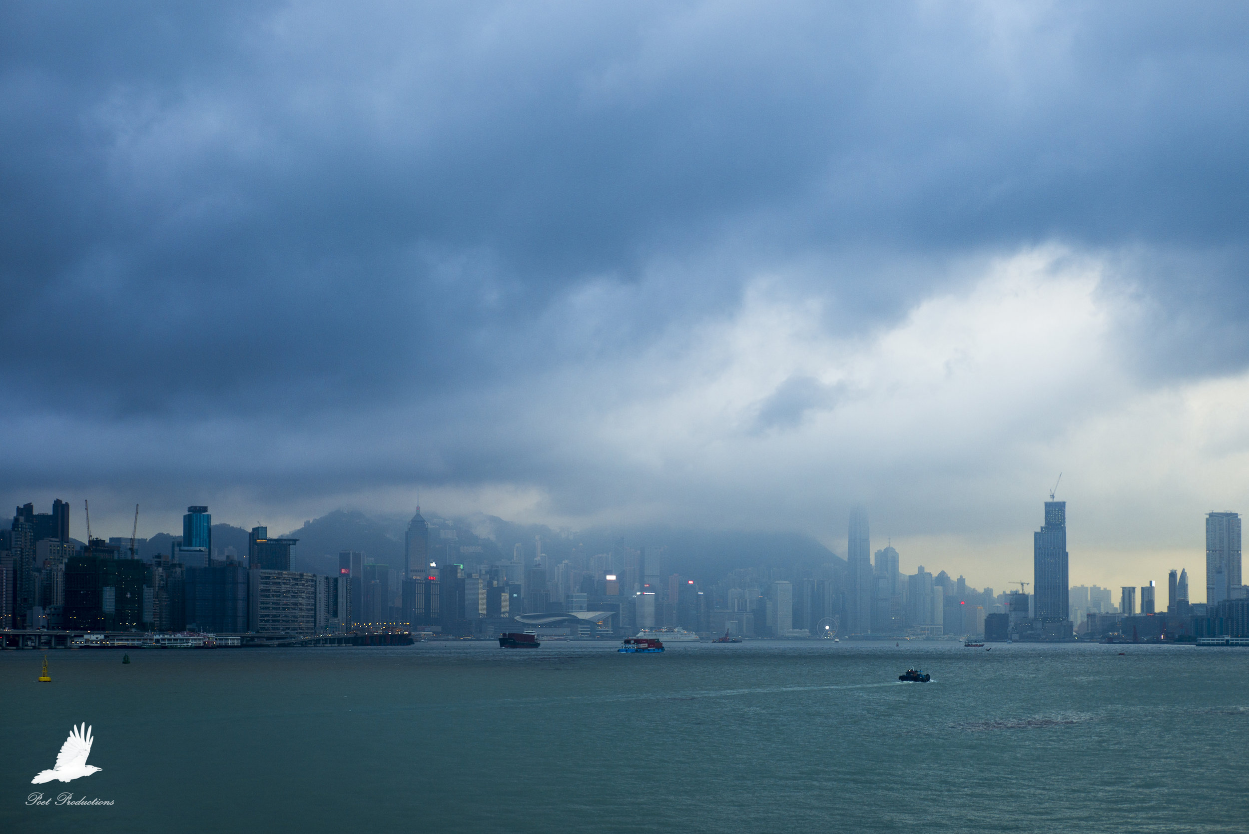 The view of Victoria Harbour and Kowloon Bay from Kai Tak Cruise Terminal