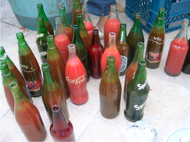 Growing up we used old fashioned pop bottles for the family salsa.