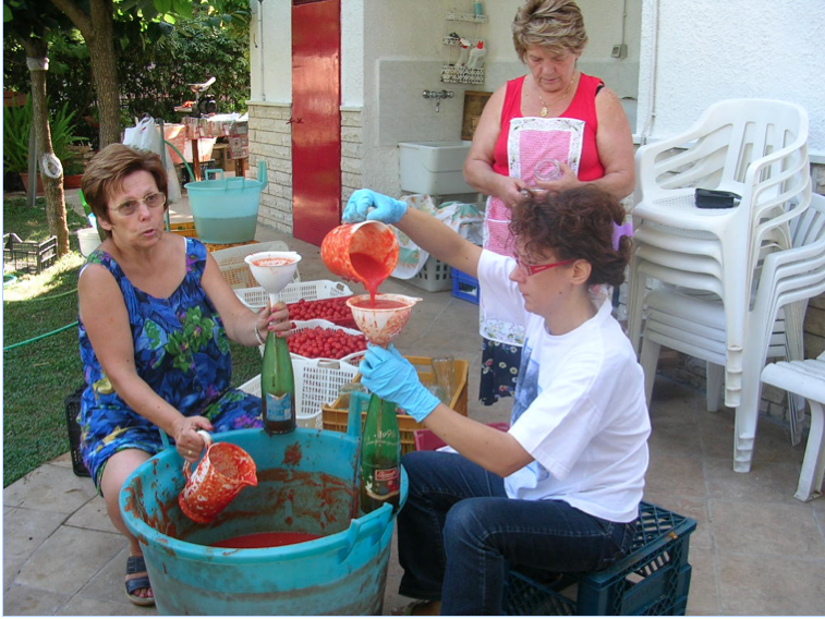 Today Mamma makes salsa with her best friend Bettina and my cousin Angela.