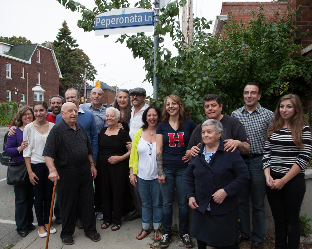 GALLÉ FAMILY AT THE UNVEILING OF PEPERONATA LANE IN 2013. 