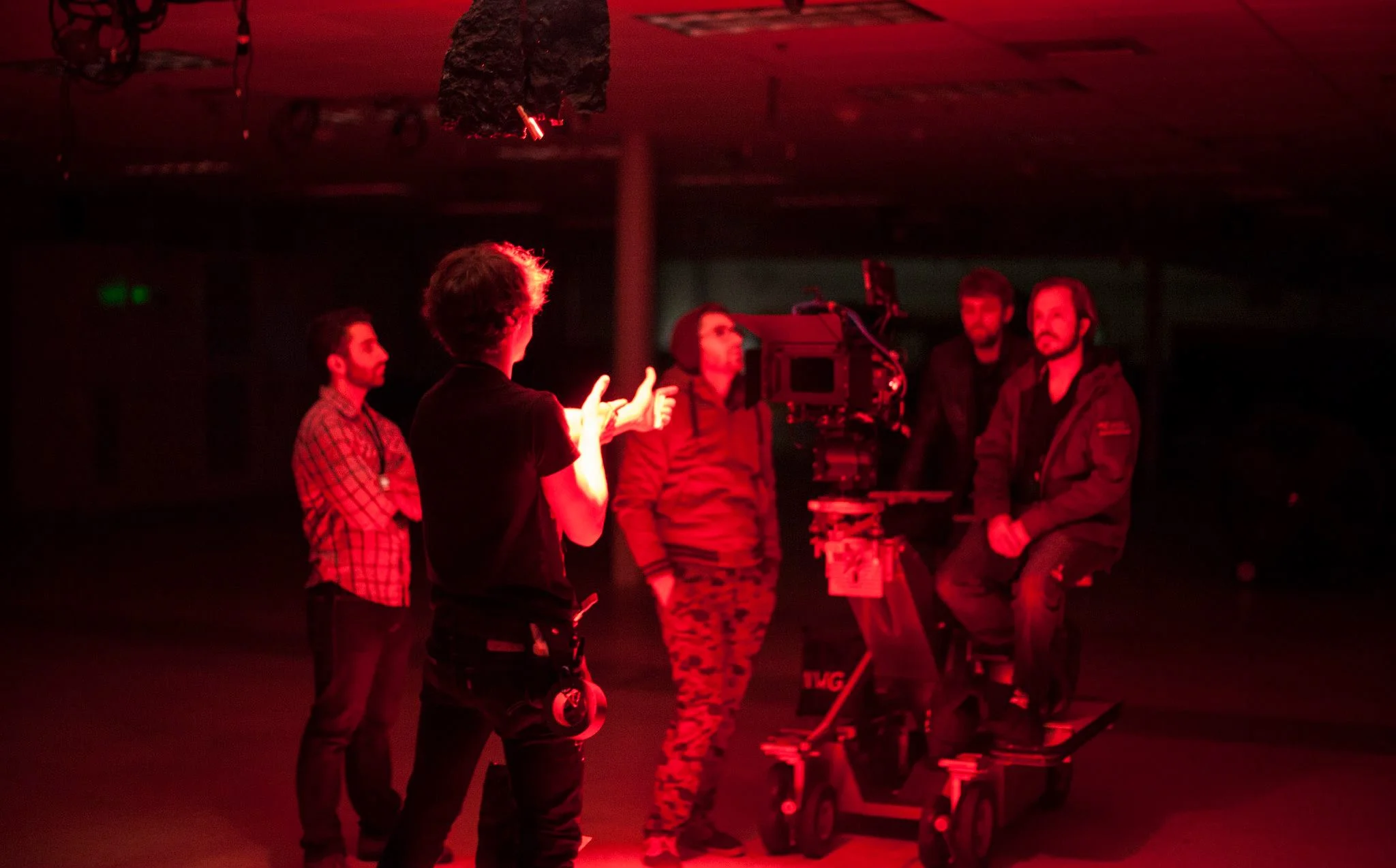 Casey Schmidt doing last minute lighting changes.