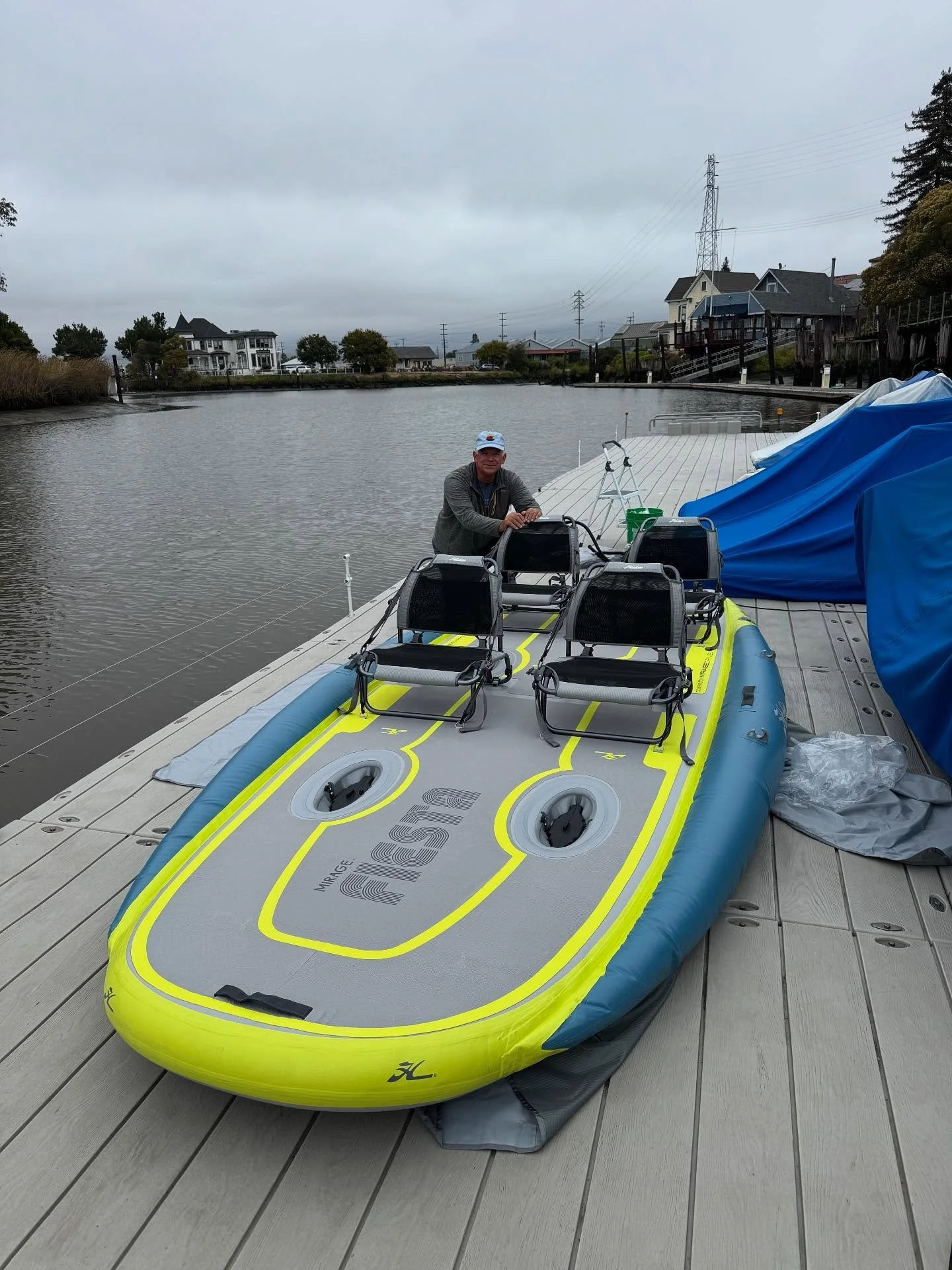 Check out @thefloathousepetaluma's newest addition - a Hobie Fiesta. Reach out to them to rent this one-of-a-kind watercraft on the beautiful Petaluma River.