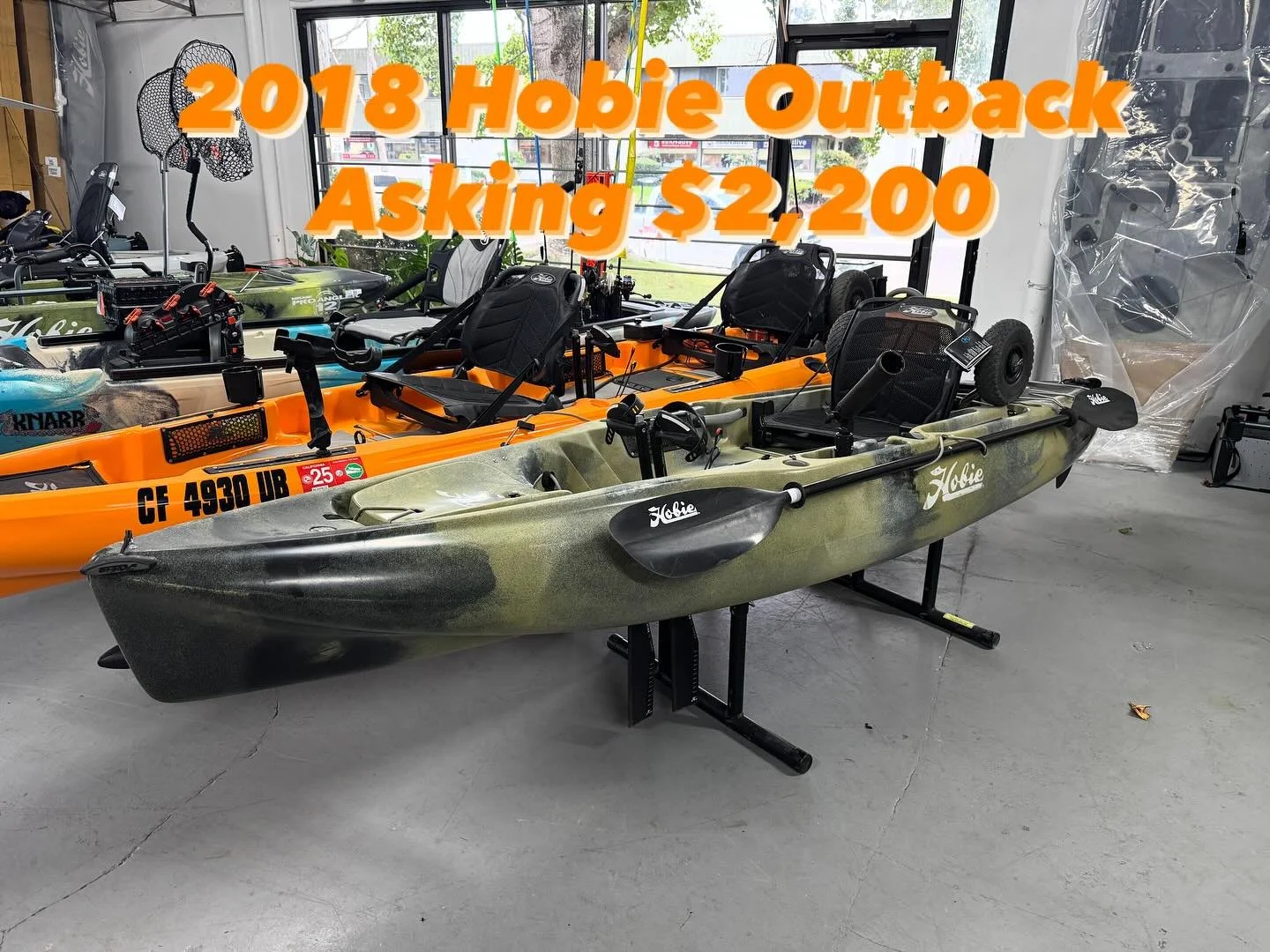 Fresh arrival! 2018 Hobie Outback in great condition. Comes equipped with:

Heavy duty cart
Front hatch bucket
Yakattack track
And more!

#hobie #hobiekayak #hobieoutback #usedkayak #usedkayakforsale #kayakshop #kayakstore #sonomacounty #bodegabay #t