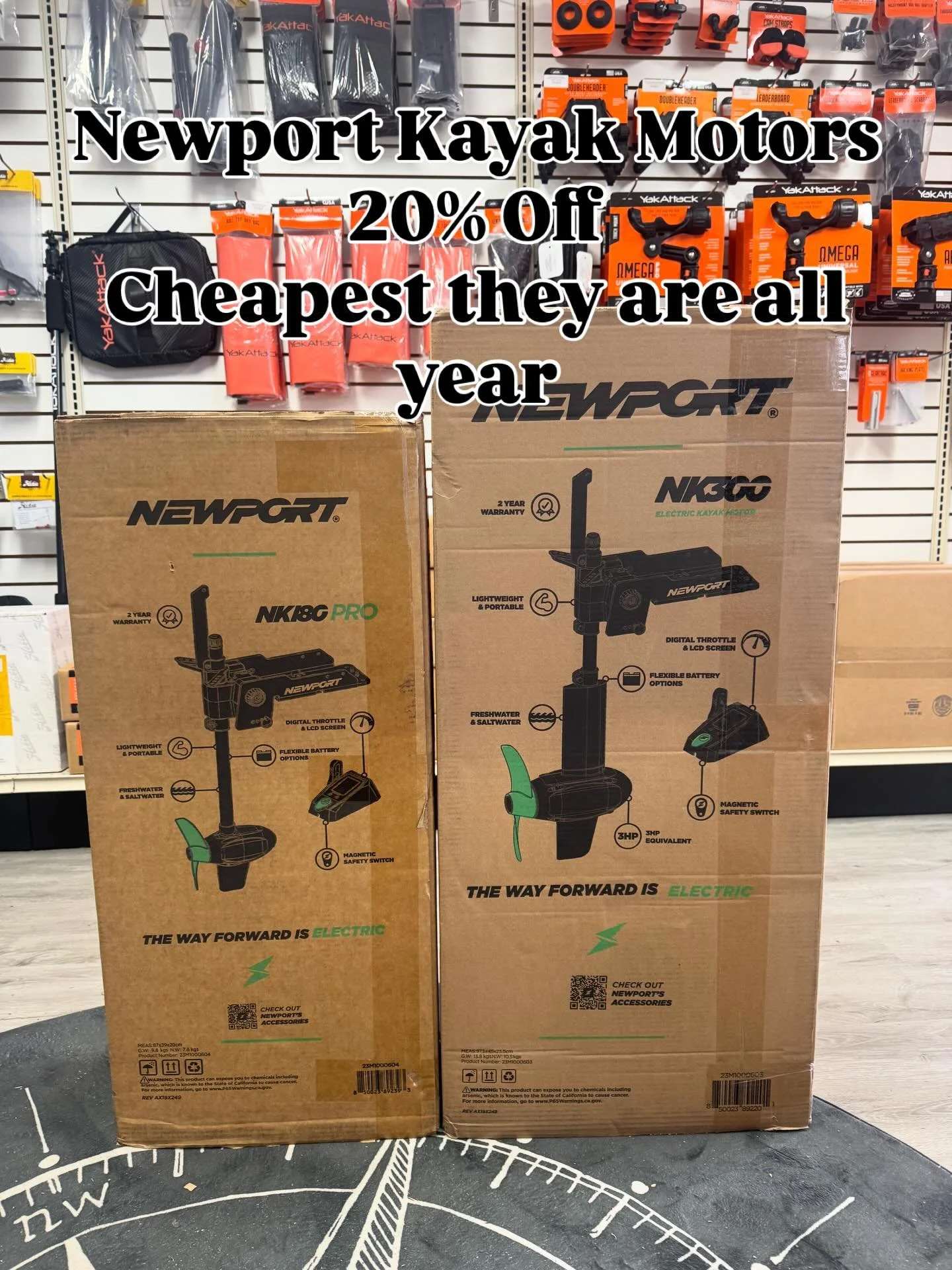 Don't miss out! Best price of the year for your next kayak motor. While supplies last. 

#kayakshop #newportnk180pro #newportnk300