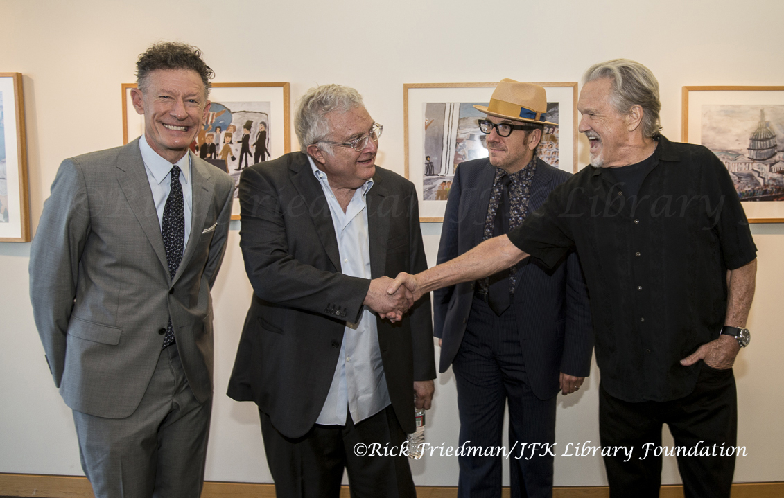 Lyle Lovett, Randy Newman Elvis Costello, and Kris Kristofferson at JFK Library in Boston, MA.