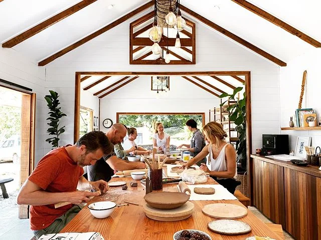 A clay session with @seamus_mccartney at @makersmess_byronbay today. This amazing space was created by my clever friend Mel who also makes the BEST looking glaze test tiles I have ever seen...😍