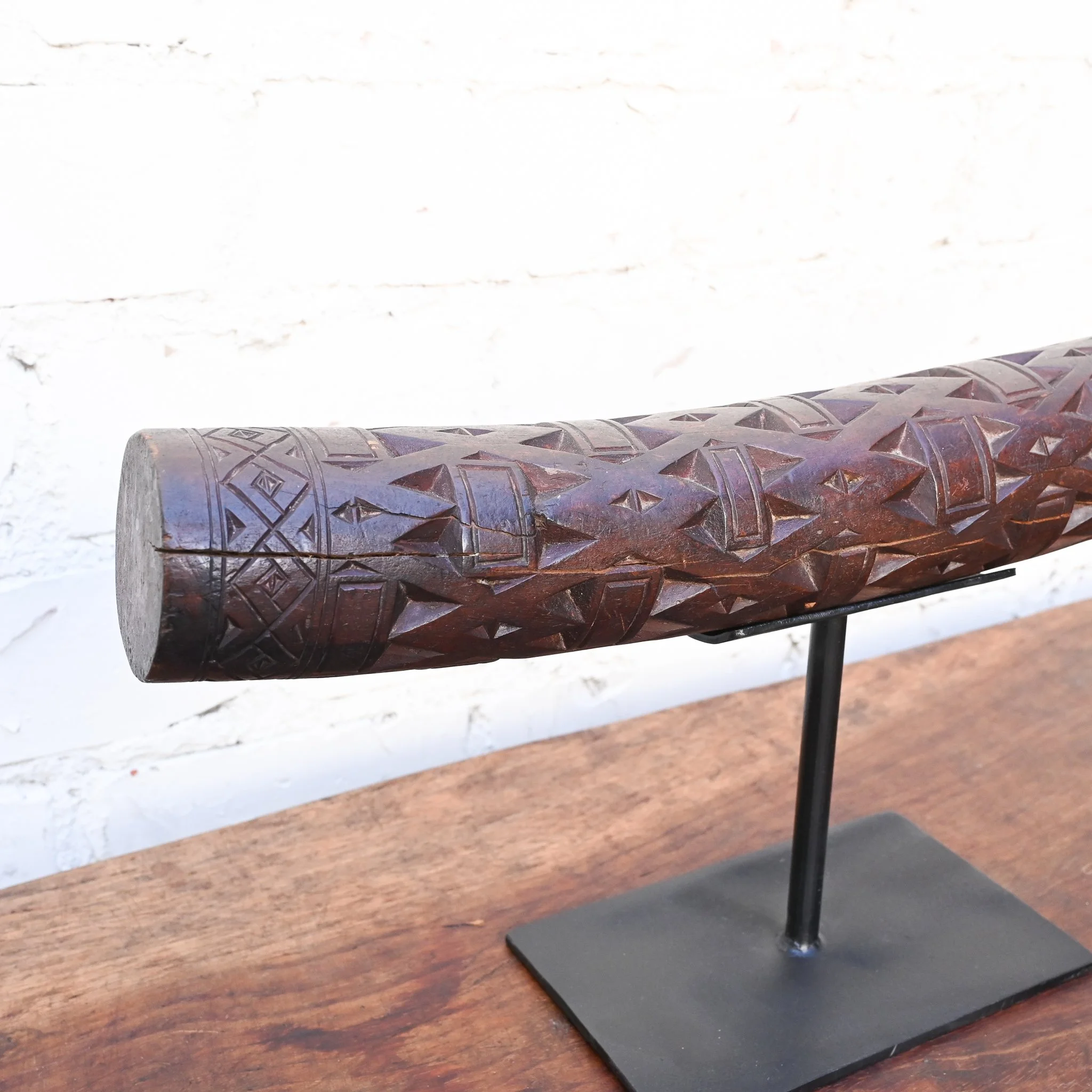 Antique Carved Wooden Tusk from Congo — Made Solid