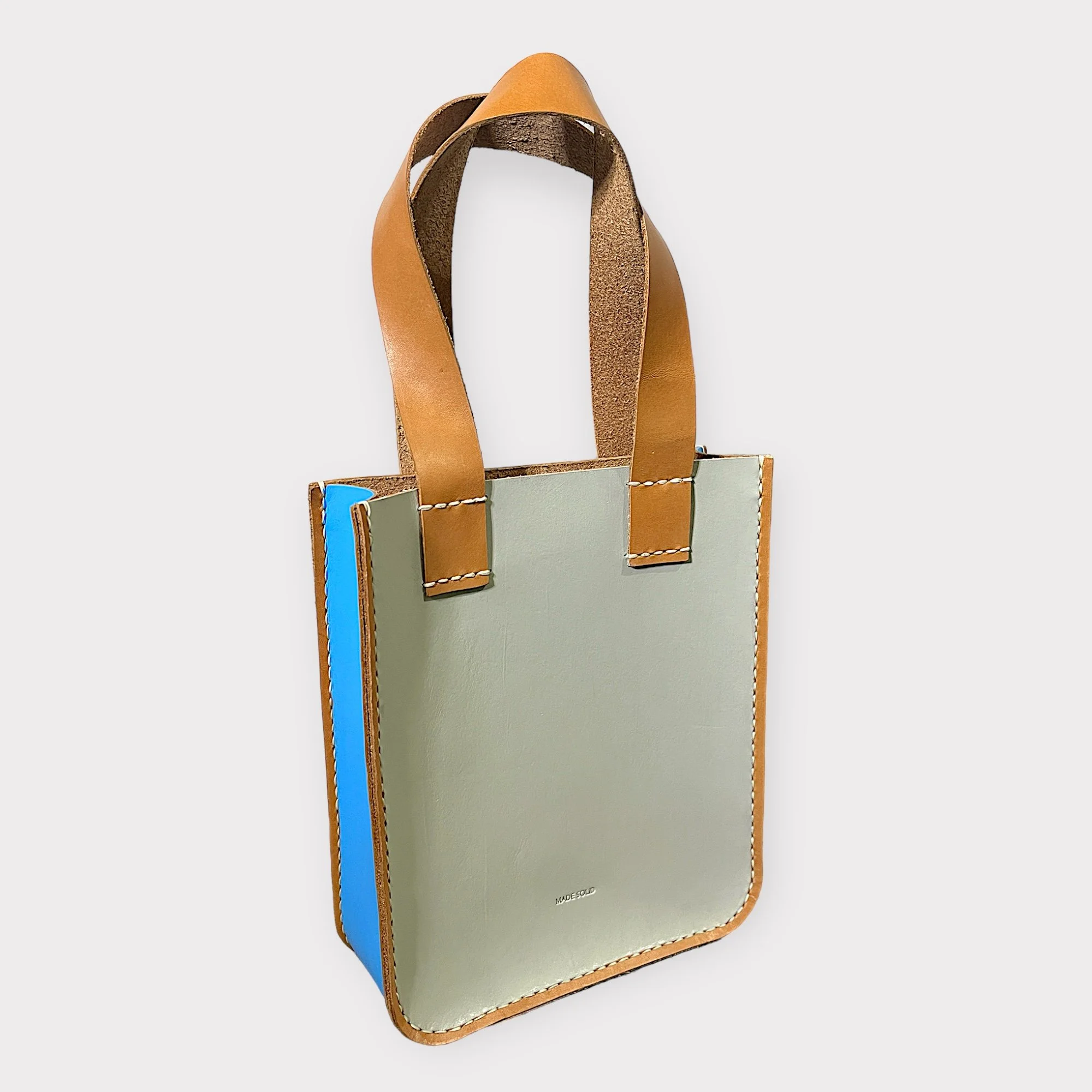 Color Block Leather Mini Tote