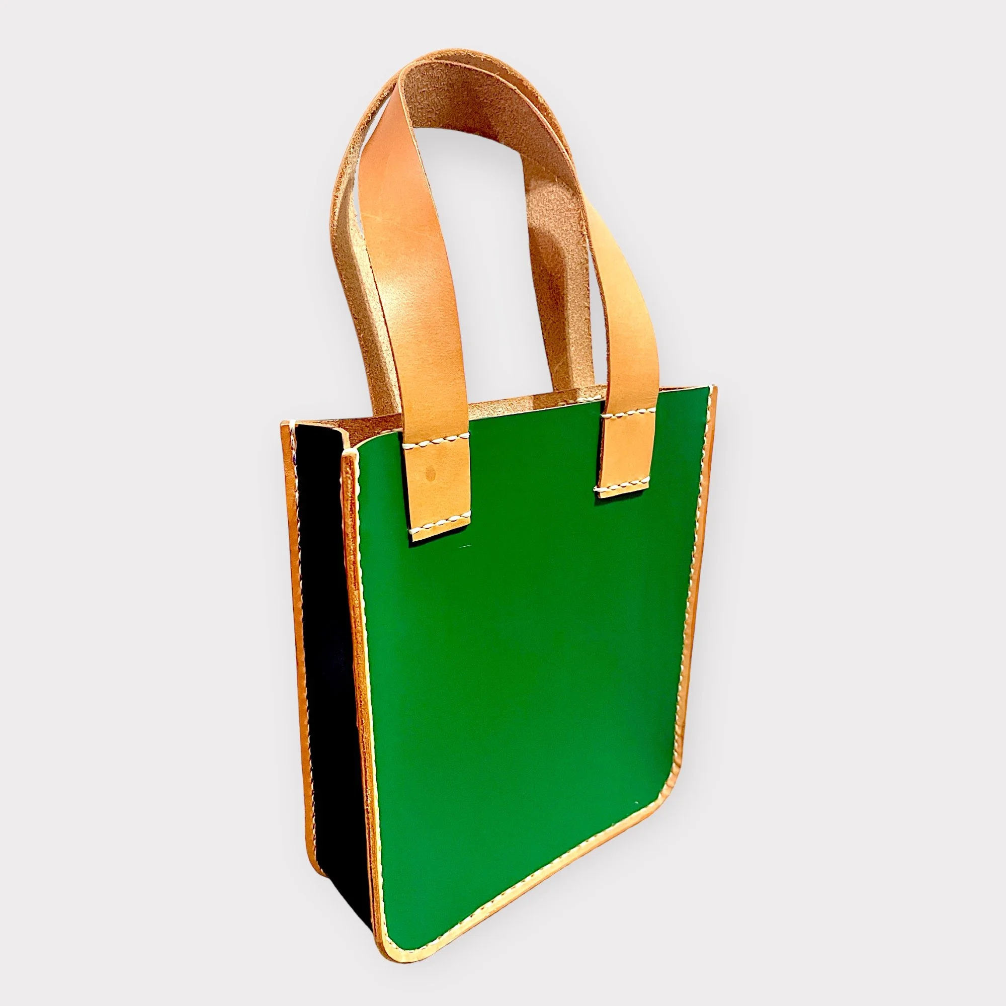 Color Block Leather Mini Tote