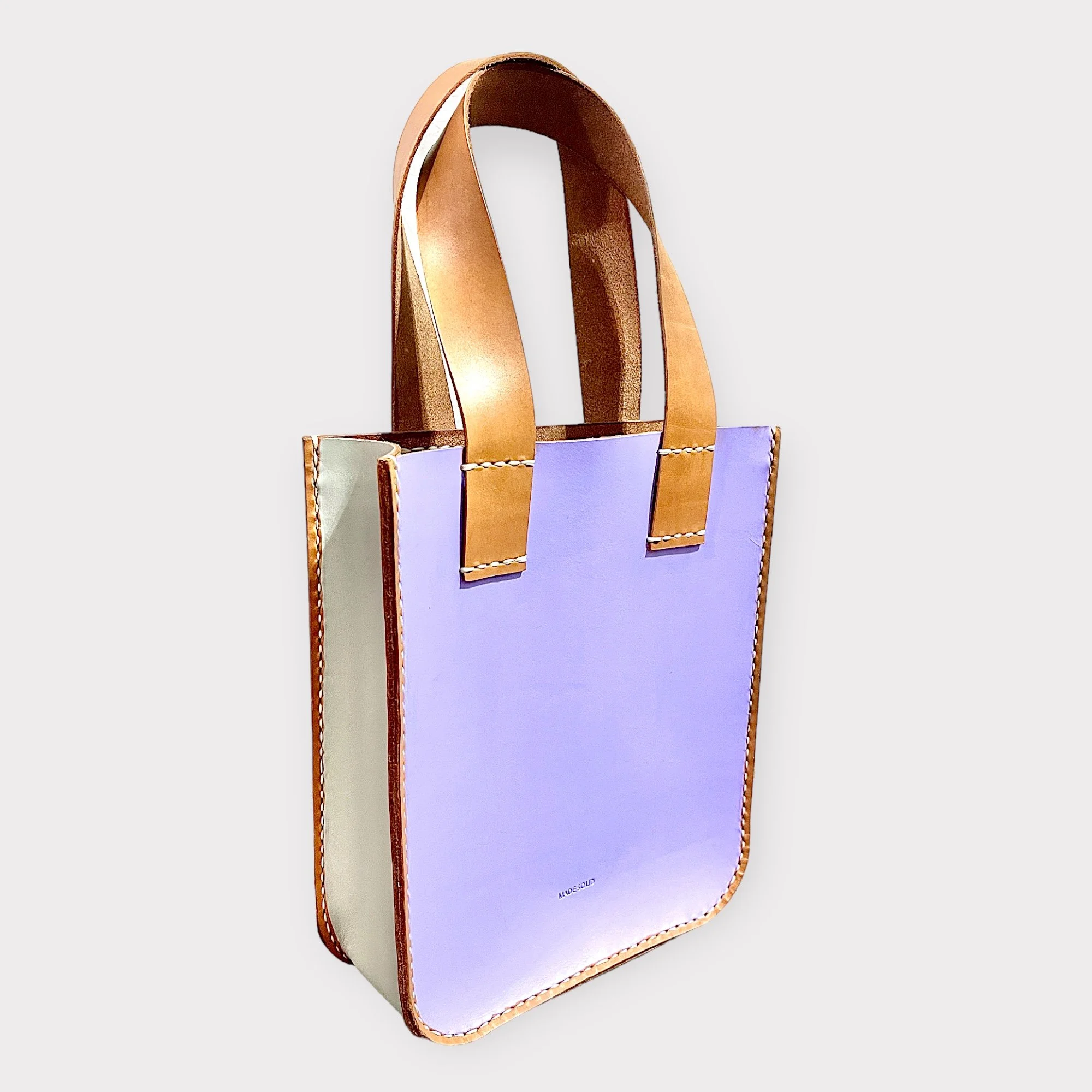 Color Block Leather Mini Tote