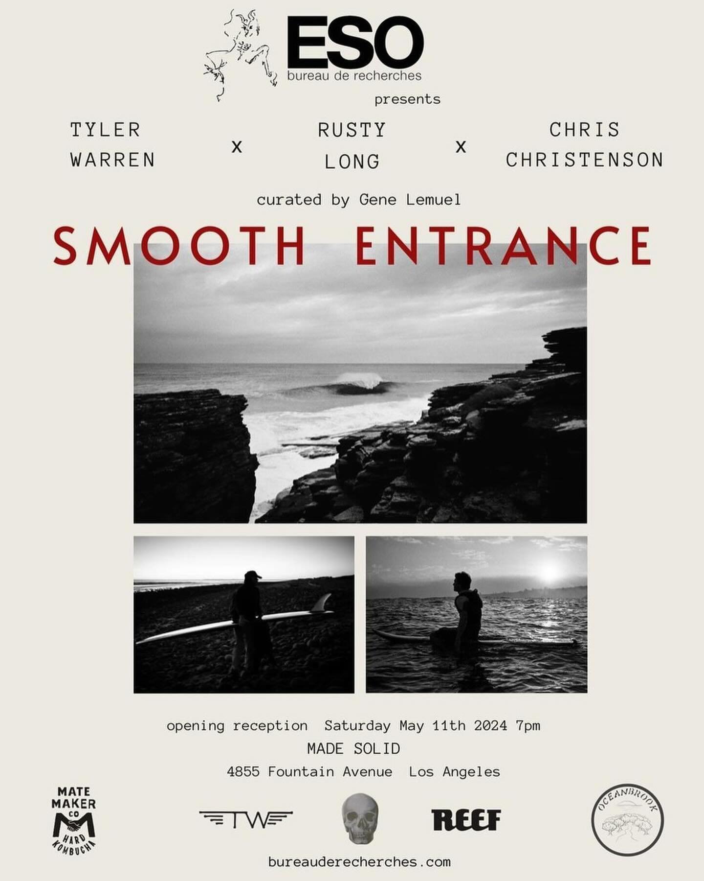 Made Solid is proud to welcome Tyler Warren, Rusty Long and Chris Christenson to our 4855 Fountain location in Los Angeles for Smooth Entrance. Details below. 

Please join us on Saturday May 11th 7-10p to celebrate the opening of this monumental exh
