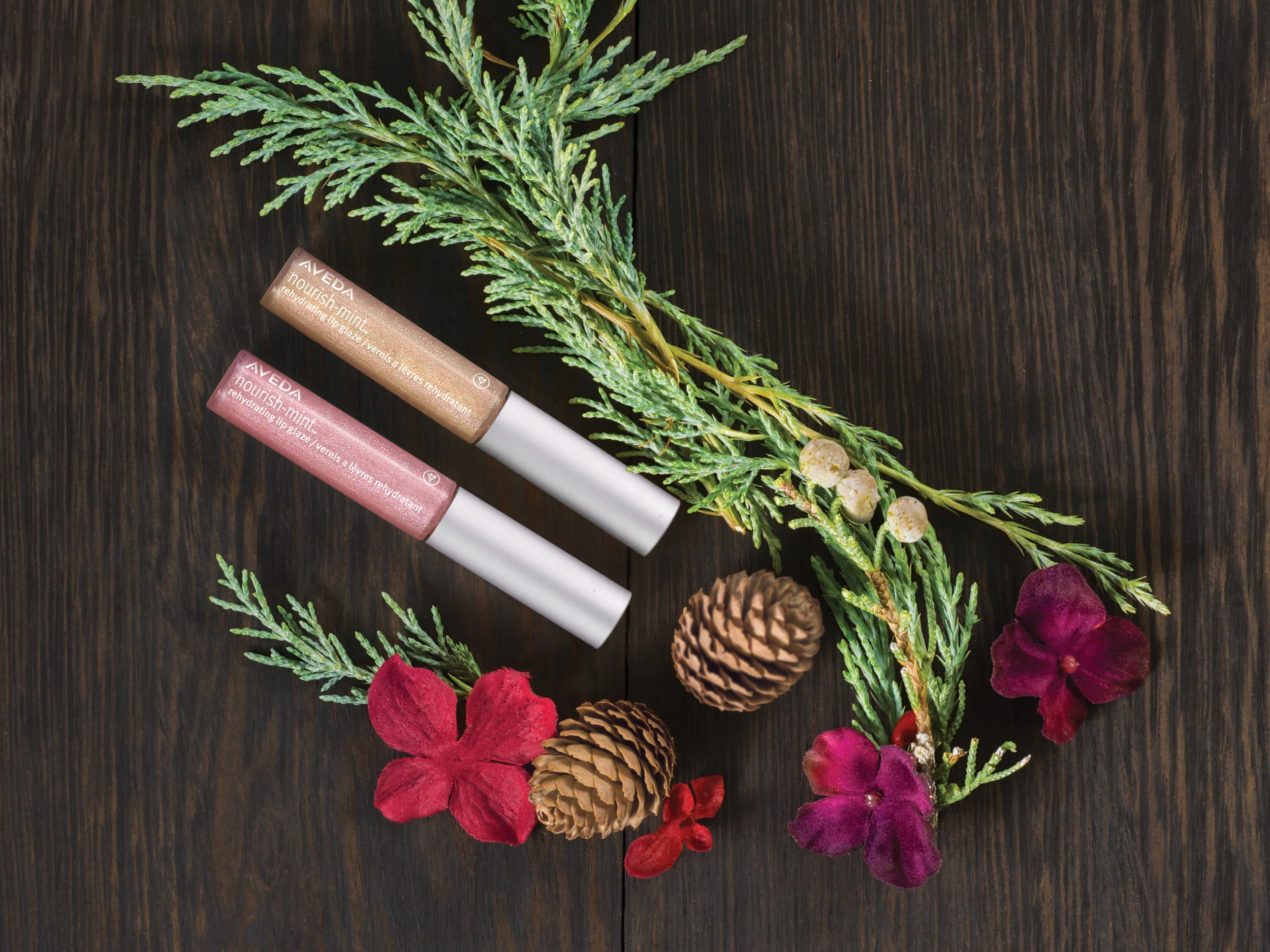 A Gift to Make Her Smile: $22 nourish-mint™ rehydrating mini lip glazes: pink laurel and golden lily shades, 2.5 ml each