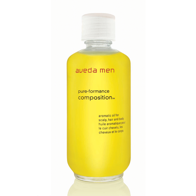 Aveda men pure-formance composition oil™ soothes and rejuvenates the scalp and can be massaged into dry areas and tense muscles.