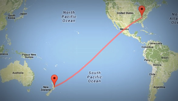 The RNZI signal travels a full 8,249 miles (13,276 kilometers) to reach my radio.