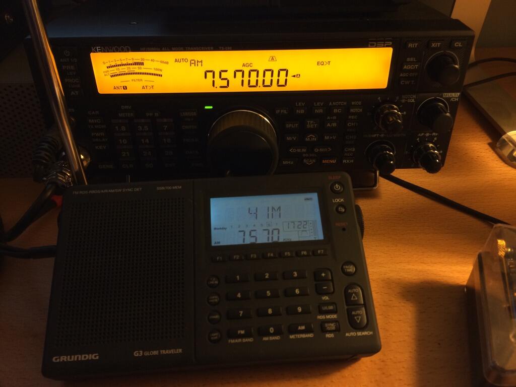 Matthew Williams took this photo of his TS-590S and Grundig G3 while recording the Shortwave Shindig.