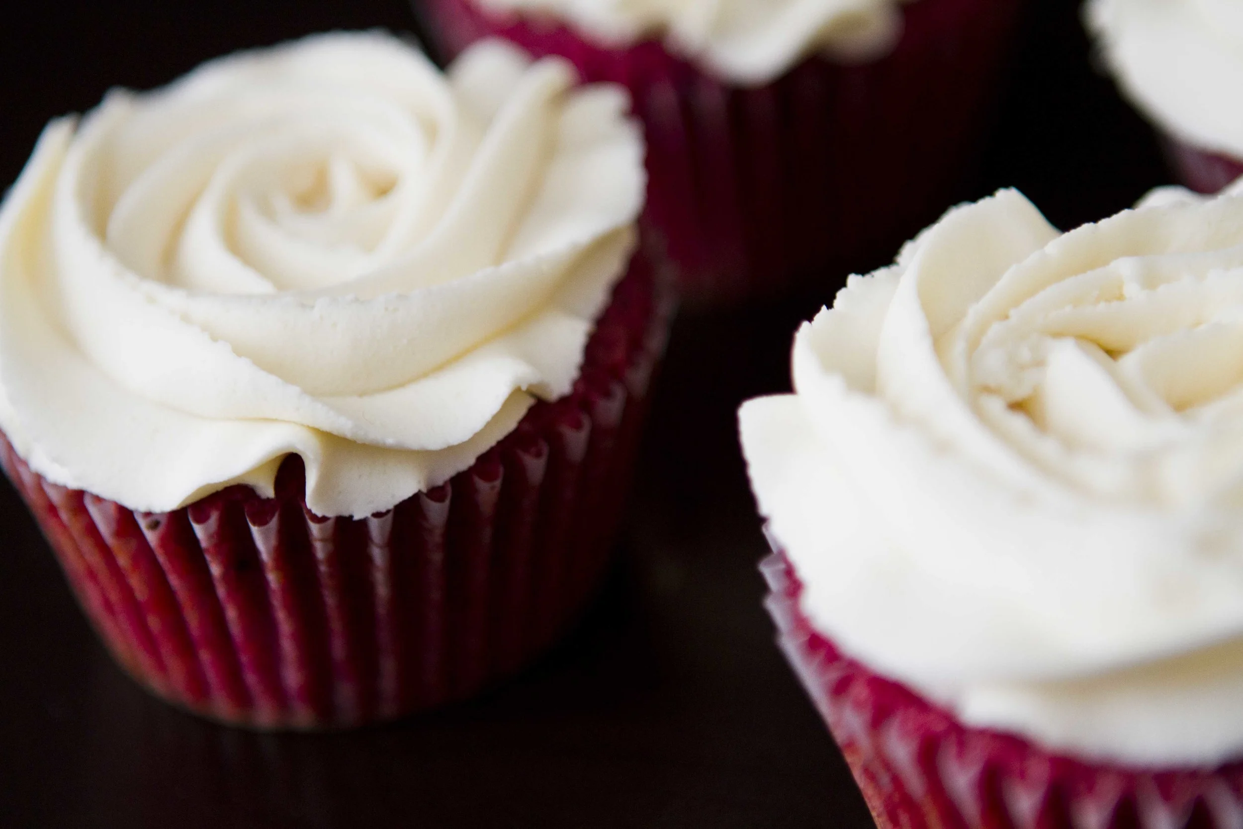 Red Velvet with Vanilla icing flower design