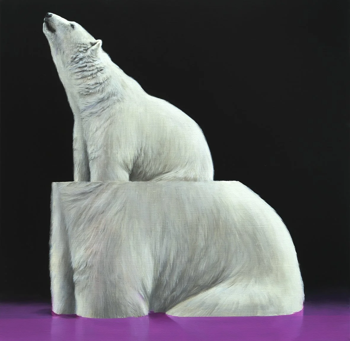 Polar Bear Stack, 2022, oil and resin on linen, 51cm x 51cm