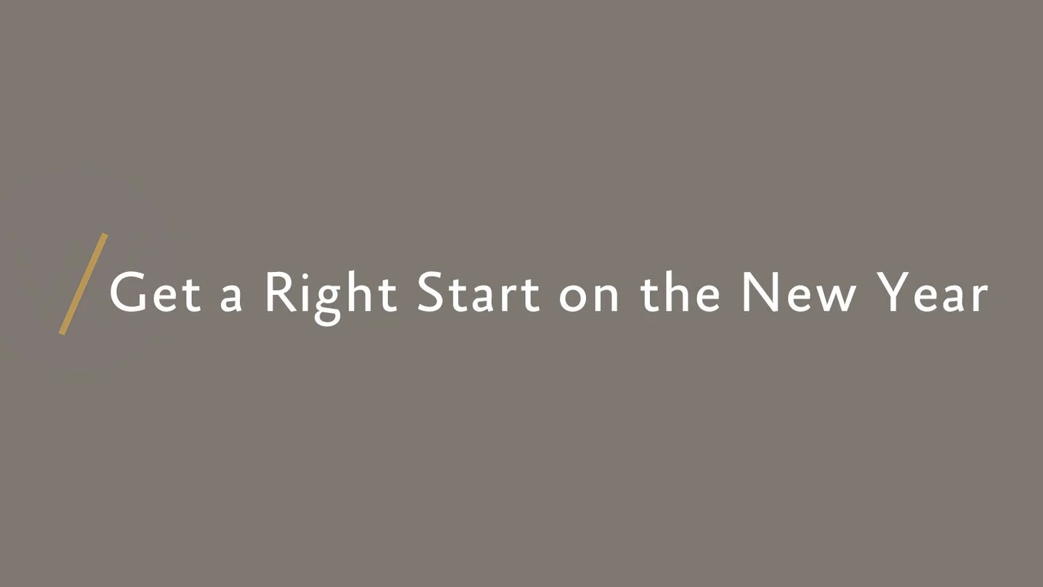 Right From the Start - Matthew 6