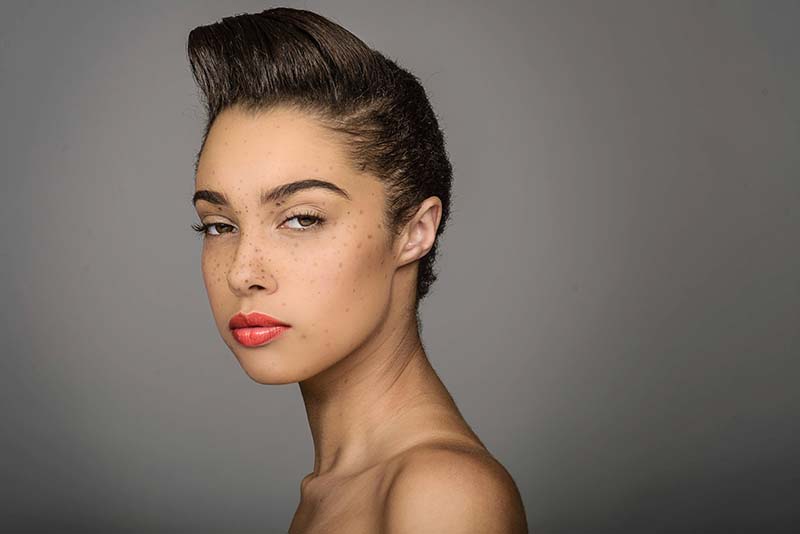 Second makeup look with darker lips