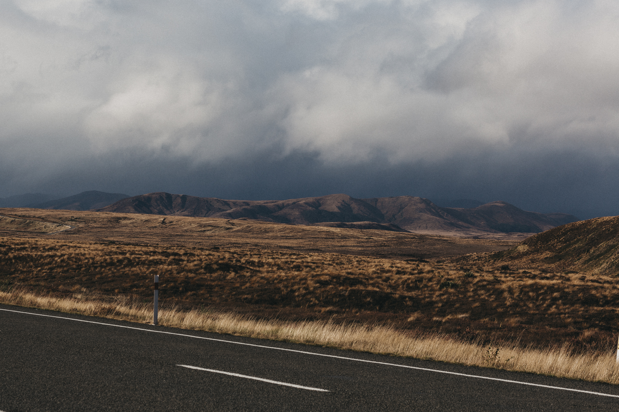 The stormy drive from Wellington to Pukuwa, Desert Road, Waiouru Military Area.