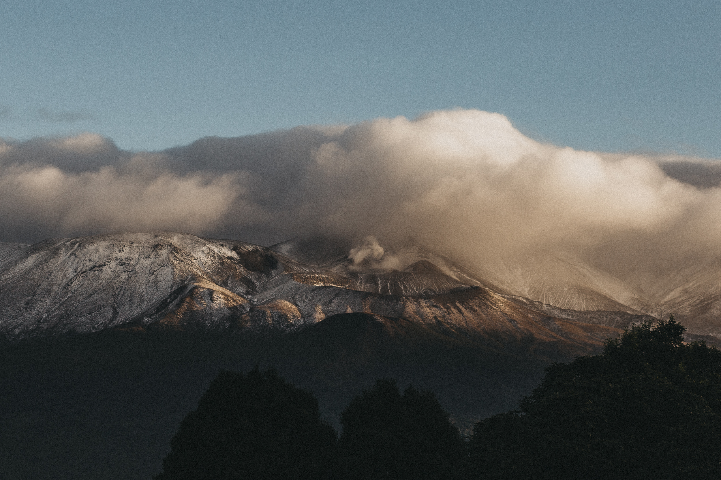 Day One: the sun setting over Mount Tongariro after an afternoon of hiking.
