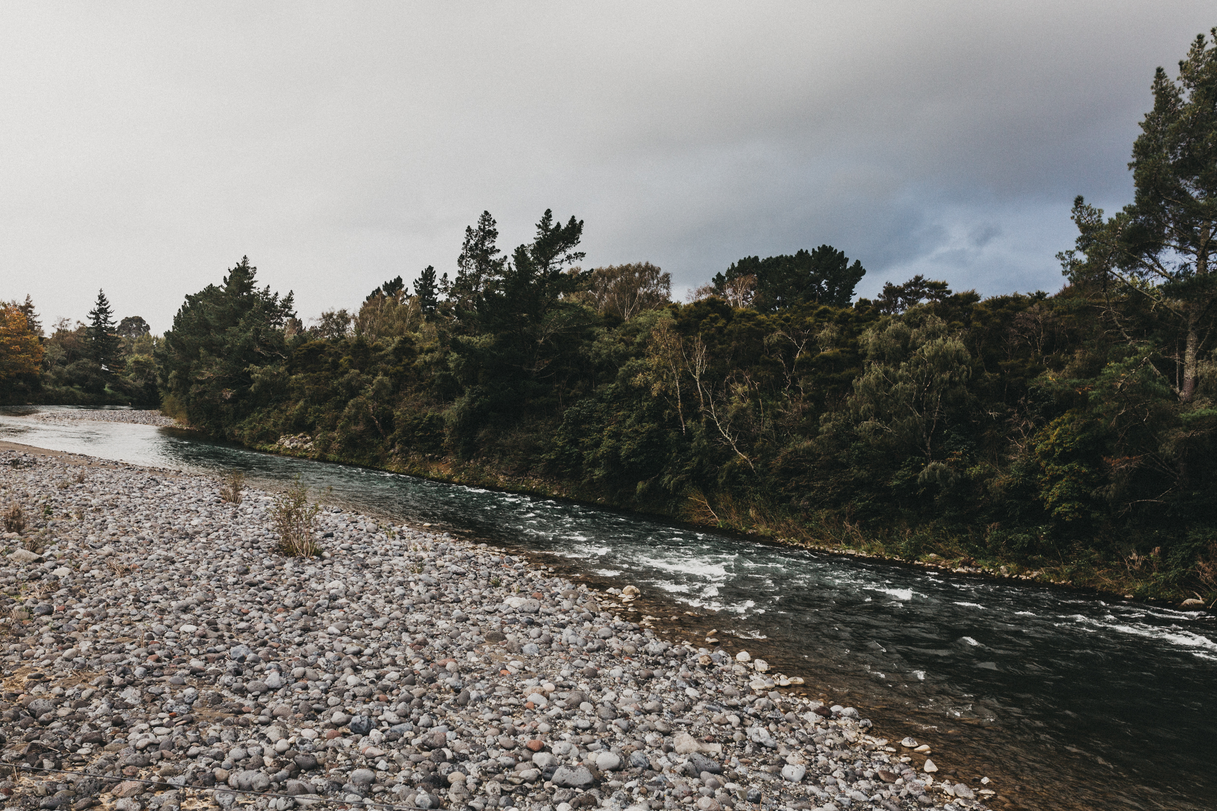 Day Two: beginning the Tongariro River walk in Turangi as a storm approaches.