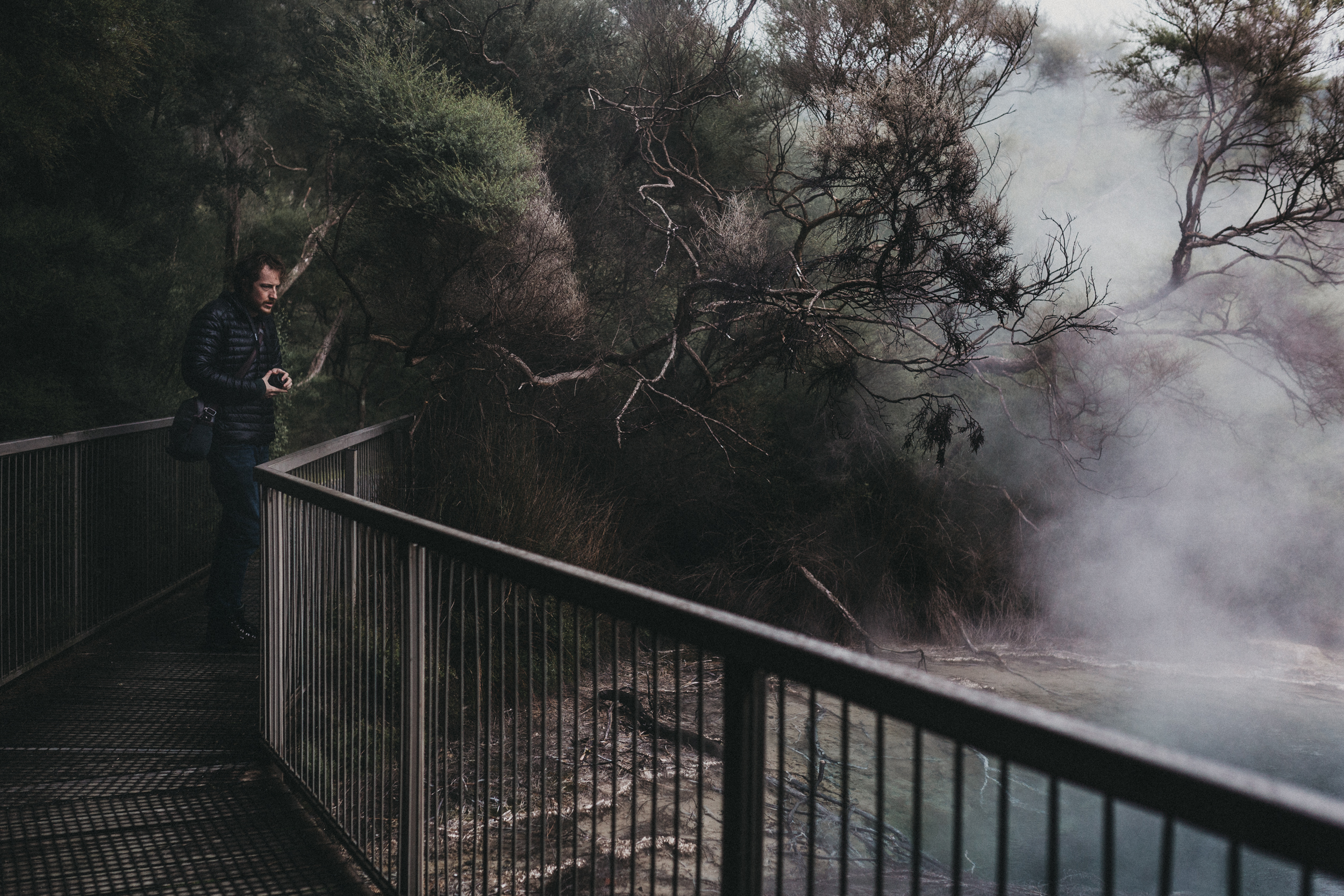 Day Three: Nick taking in the thermal steam (thankfully there are no smells present in this photo).