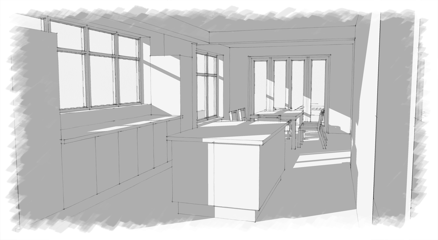 Extended kitchen layout 