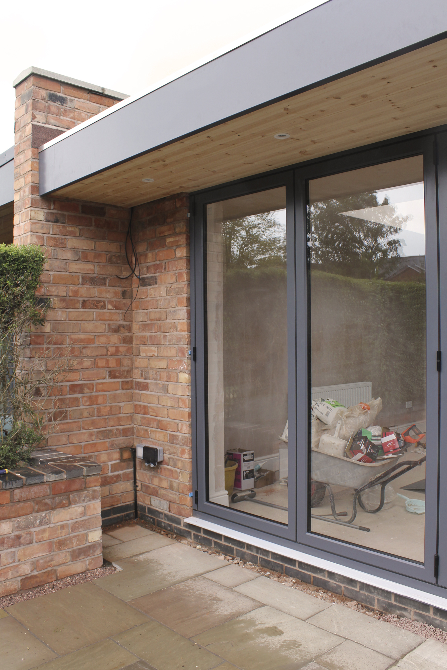 Door to wall detail of single storey extension